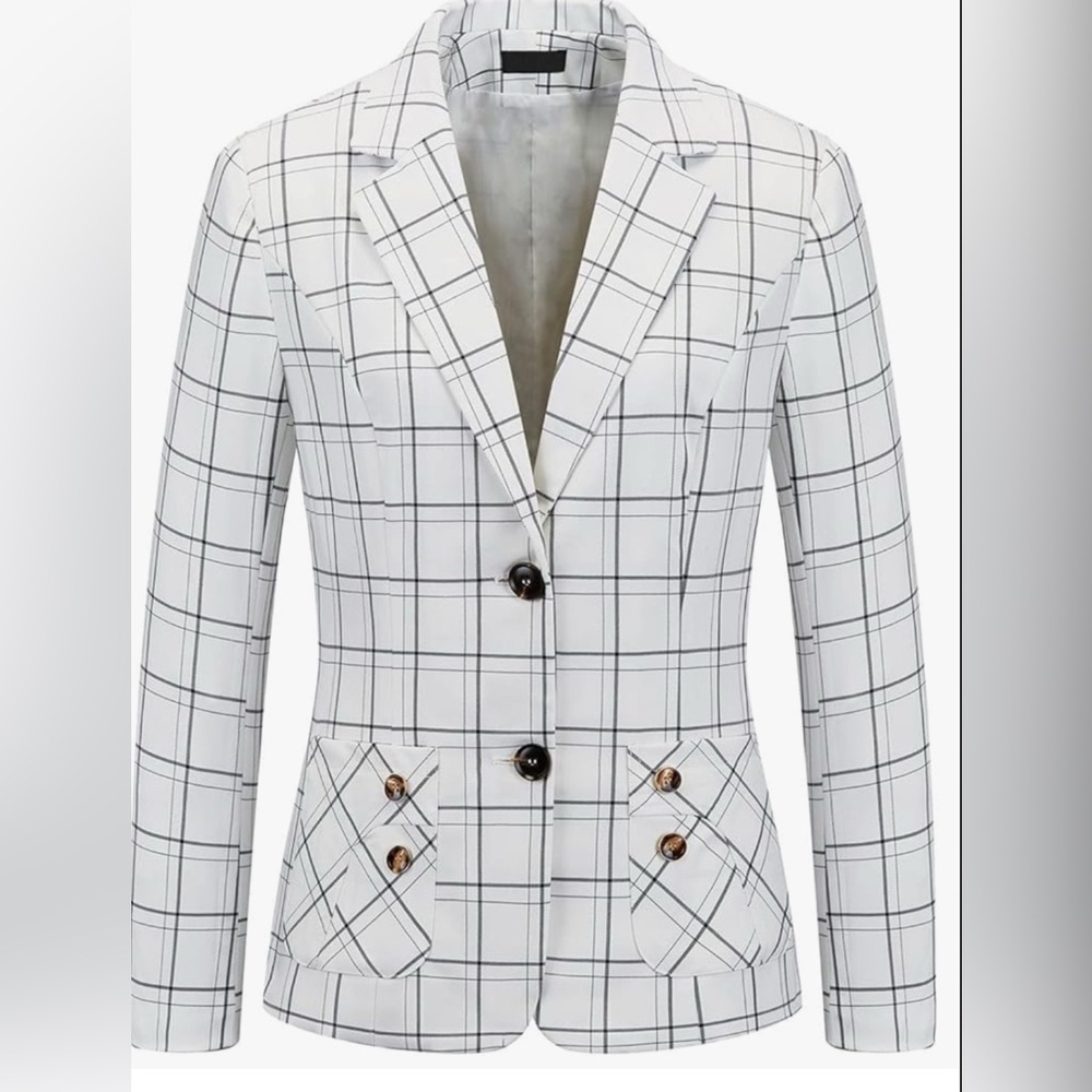 2 piece flattering suit. Unique and on trend.